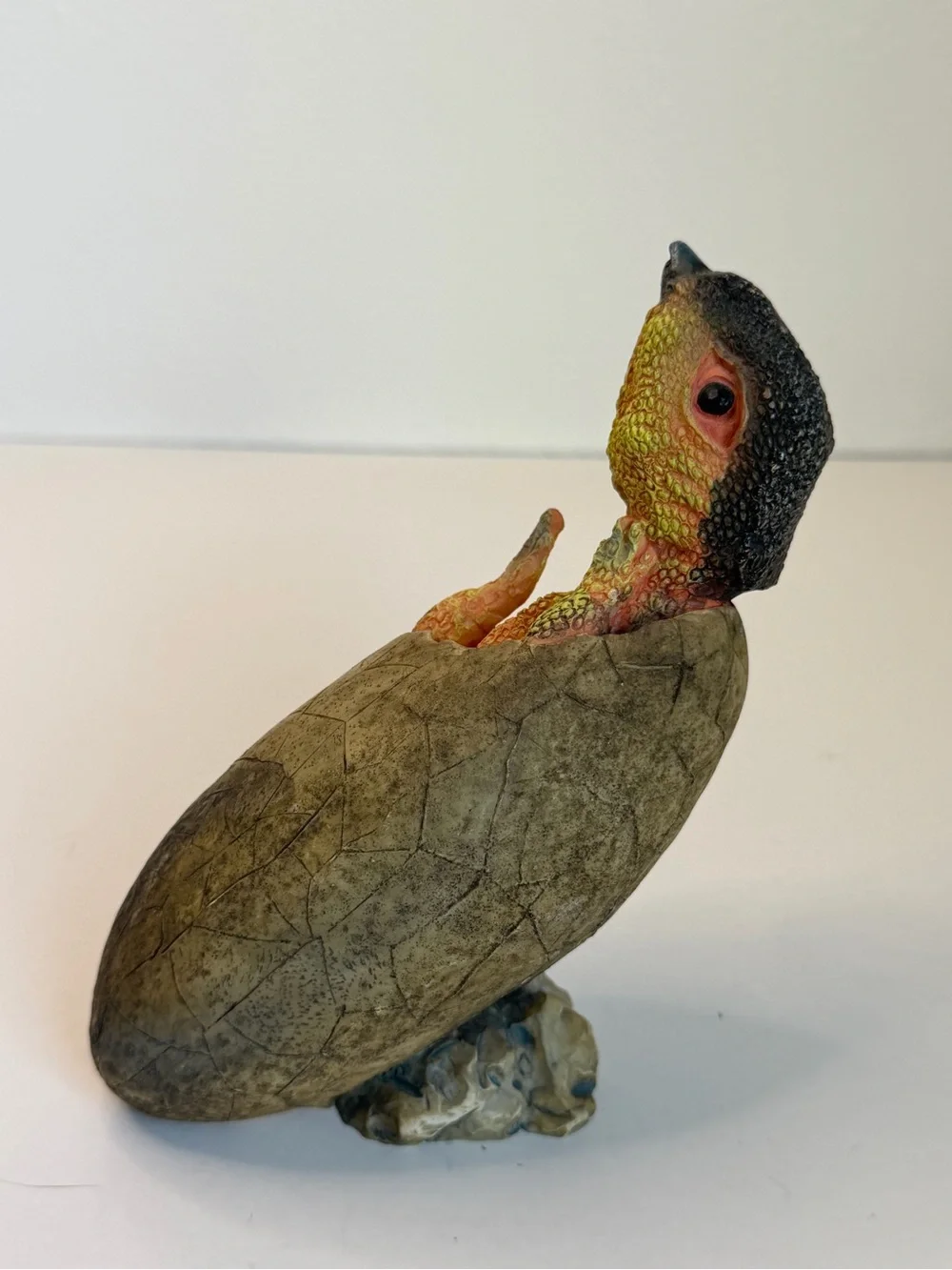 Baby Dinosaur Hatching Egg Figurine Signed 5 in.